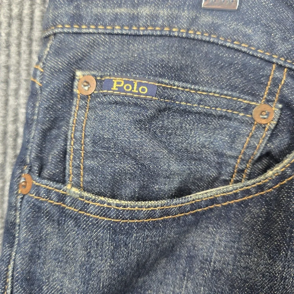 Polo Ralph Lauren Jeans Mens 38x32 Varick Blue Slim Straight Dark Wash Denim